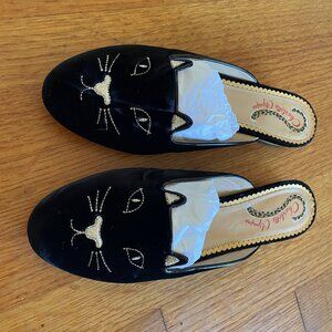 Charlotte Olympia Black Kitty Loafers Size 39.5